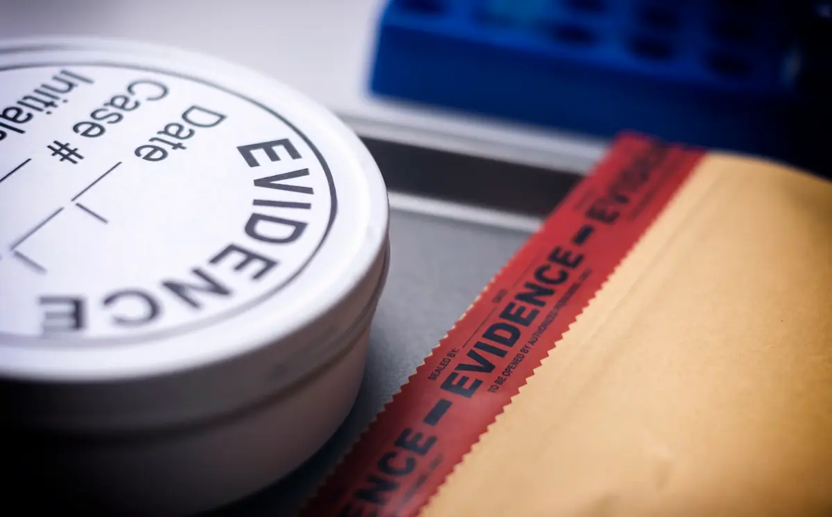 Evidence container and sealed case materials prepared for forensic analysis by a Singapore private detective during a confidential investigation.